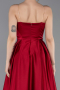 Robe De Soirée Satin Longue Rouge Bordeaux ABU5105
