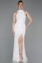 Robe Queue De Poisson Dantelle Longue Blanc ABU5598