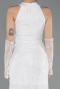 Robe Queue De Poisson Dantelle Longue Blanc ABU5598