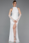 Robe Queue De Poisson Dantelle Longue Blanc ABU5598