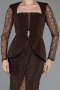 Robe de Soirée Longue Dantelle Brun ABU6014