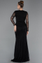 Robe de Soirée Longue Dantelle Noir ABU6014