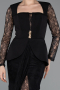 Robe de Soirée Longue Dantelle Noir ABU6014
