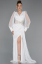 Robe de Soirée Longue Dantelle Blanc ABU6016