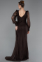 Robe de Soirée Longue Dantelle Brun ABU6016