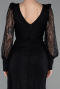 Robe de Soirée Longue Dantelle Noir ABU6016