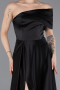 Robe de Soirée Longue Satin Noir ABU6019