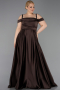 Robe De Fiançailles Grande Taille Satin Longue Brun ABU4207