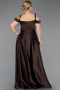 Robe De Fiançailles Grande Taille Satin Longue Brun ABU4207