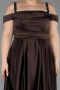 Robe De Fiançailles Grande Taille Satin Longue Brun ABU4207