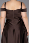 Robe De Fiançailles Grande Taille Satin Longue Brun ABU4207