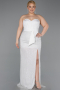 Robe de Soirée Grande Taille Longue Perlé Blanc ABU5989