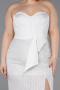 Robe de Soirée Grande Taille Longue Perlé Blanc ABU5989