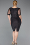 Robe De Invitation Grande Taille Courte Noir-Argent ABK2247