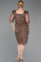 Robe De Invitation Grande Taille Midi Perlé Cuivre ABK2580