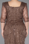 Robe De Invitation Grande Taille Midi Perlé Cuivre ABK2580