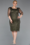 Robe De Invitation Grande Taille Midi Perlé Kaki ABK2580