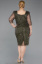 Robe De Invitation Grande Taille Midi Perlé Kaki ABK2580