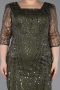 Robe De Invitation Grande Taille Midi Perlé Kaki ABK2580