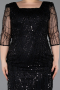 Robe De Invitation Grande Taille Midi Perlé Noir ABK2580