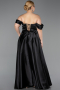 Robe De Soirée Grande Taille Longue Satin Noir ABU5726