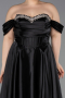 Robe De Soirée Grande Taille Longue Satin Noir ABU5726