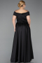 Robe de Soirée Grande Taille Longue Satin Noir ABU2355