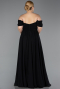 Robe de Soirée Grande Taille Longue Mousseline Noir ABU3738