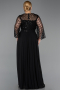 Robe De Soirée Grande Taille Mousseline Longue Noir ABU5875
