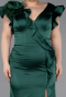 Robe De Soirée Grande Taille Satin Longue Émeraude ABU5877