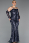 Robe De Soirée Grande Taille Longue Squameuse Anthracite ABU5928
