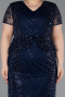 Robe De Invitation Grande Taille Courte Perlé Bleu Marine ABK2584