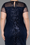 Robe De Invitation Grande Taille Courte Perlé Bleu Marine ABK2585