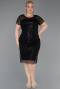 Robe De Invitation Grande Taille Courte Perlé Noir ABK2585