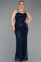 Robe Grande Taille Longue Squameuse Bleu Marine ABU6021