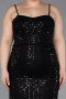 Robe Grande Taille Longue Squameuse Noir ABU6021