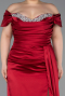 Robe De Fiançailles Grande Taille Satin Longue Rouge Bordeaux ABU3655