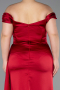Robe De Fiançailles Grande Taille Satin Longue Rouge Bordeaux ABU3655