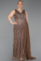 Robe de Soirée Grande Taille Longue Pierreux Cuivre ABU6024