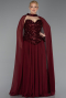 Robe De Soirée Grande Taille Longue Mousseline Rouge Bordeaux ABU5940