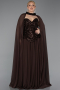 Robe De Soirée Grande Taille Longue Mousseline Brun ABU5940