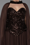 Robe De Soirée Grande Taille Longue Mousseline Brun ABU5940