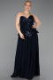 Robe De Soirée Grande Taille Longue Mousseline Bleu Marine ABU5940