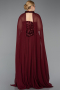 Robe De Soirée Grande Taille Longue Mousseline Rouge Bordeaux ABU5940