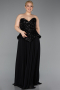 Robe De Soirée Grande Taille Longue Mousseline Noir ABU5940