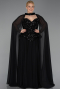 Robe De Soirée Grande Taille Longue Mousseline Noir ABU5940