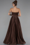 Robe De Soirée Satin Longue Brun ABU5105