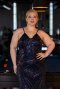 Robe de Soirée Grande Taille Longue Perlé Bleu Marine ABU6013