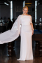 Robe de Soirée Grande Taille Longue Mousseline Blanc ABU5419