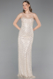 Robe de Soirée Longue Squameuse Beige ABU6039